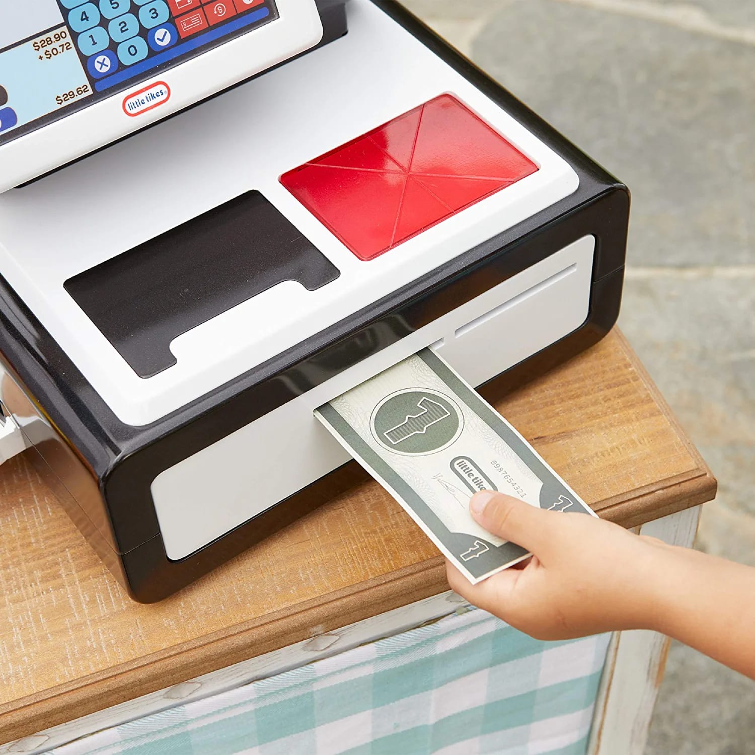 Little Tikes First Self-Checkout Stand Realistic Cash Register Pretend Play Toy for Kids , White - Image 7