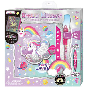 Ditar sekret Hot Focus Secret Diary With Passcode Lock & 2-in-1 Secret Message Pen Glow-in-the-Dark Unicorn