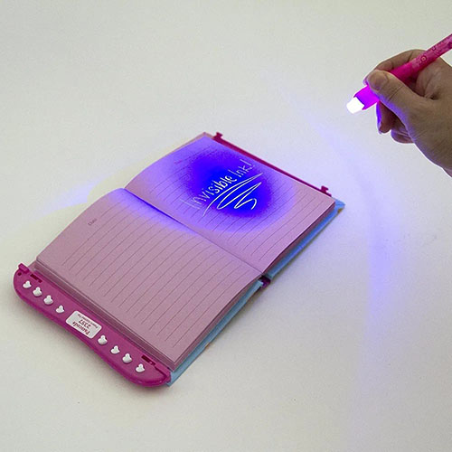 Ditar sekret Hot Focus Secret Diary With Passcode Lock & 2-in-1 Secret Message Pen Glow-in-the-Dark Unicorn - Image 3