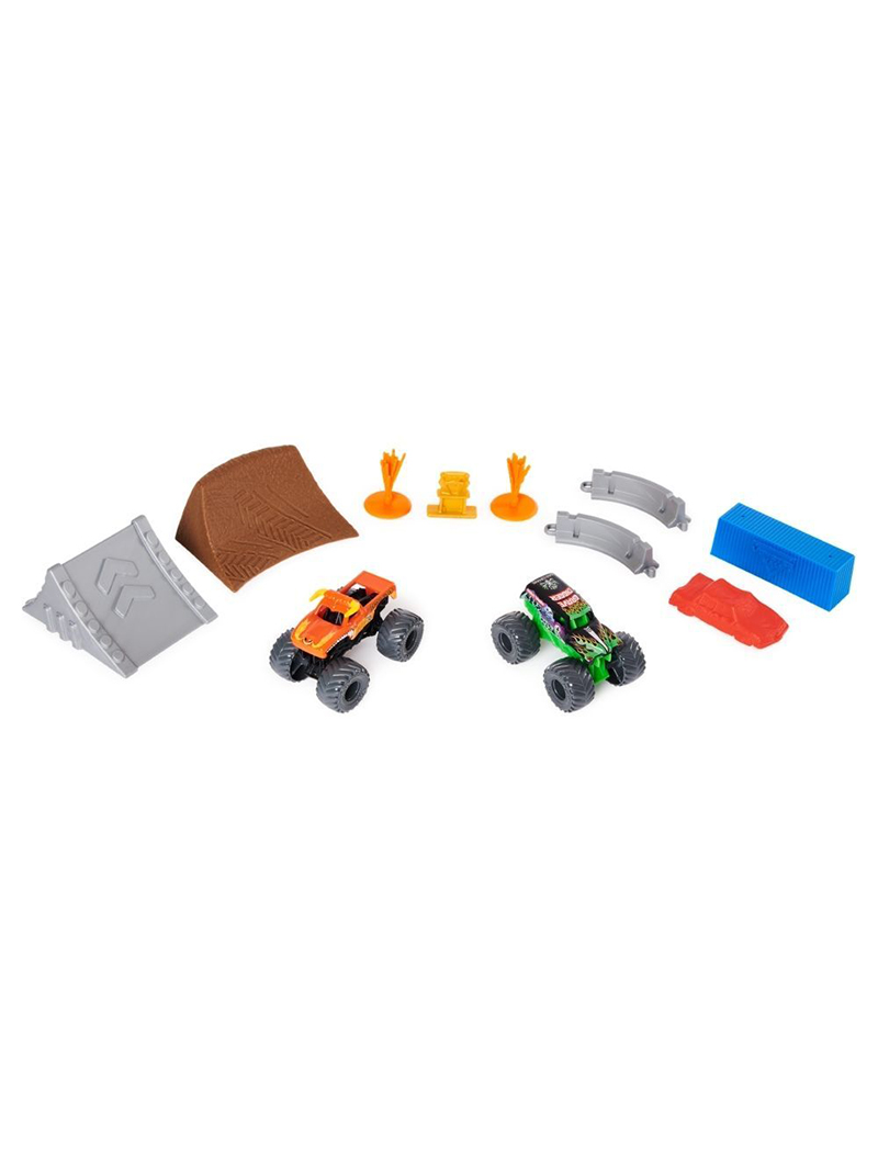 Monster Jam Stunt Set with 1:70 Scale Grave Digger and El Toro Loco Monster Trucks - Image 3