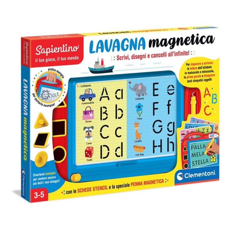 Clementoni - 12037 - Sapientino - Lavagna magnetica cancellabile, tavola da disegno, gioco per imparare a scrivere - gioco educativo 3 anni