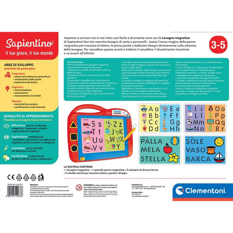 Clementoni - 12037 - Sapientino - Lavagna magnetica cancellabile, tavola da disegno, gioco per imparare a scrivere - gioco educativo 3 anni - Image 6