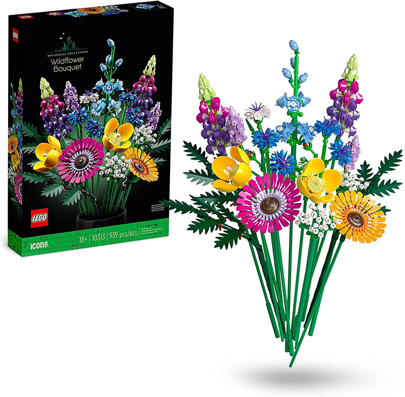 LEGO 10313 Icons Wildflower Bouquet Set, Artificial Flowers with Poppies and Lavender