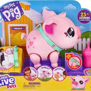 Little Live Pets - My Pet Pig: Piggly | Soft and Jiggly Interactive Toy Pig That Walks, Dances and Nuzzles. 25+ Sounds & Reactions. Batteries Included. for Kids Ages 4+