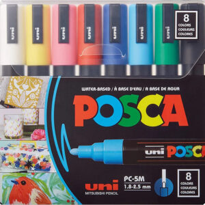 Set 8 Posca Paint Markers, 5M Medium Posca Markers with Reversible Tips, Posca Marker Set of Acrylic Paint Pens | Posca Pens for Art Supplies, Fabric Paint, Fabric Markers, Paint Pen, Art Markers