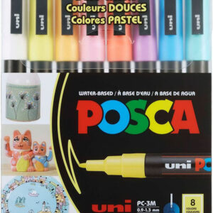 Set Uni-Posca Paint Marker - Soft Colors, Set of 8, Fine, Bullet Tip, 0.9 mm-1.3 mm