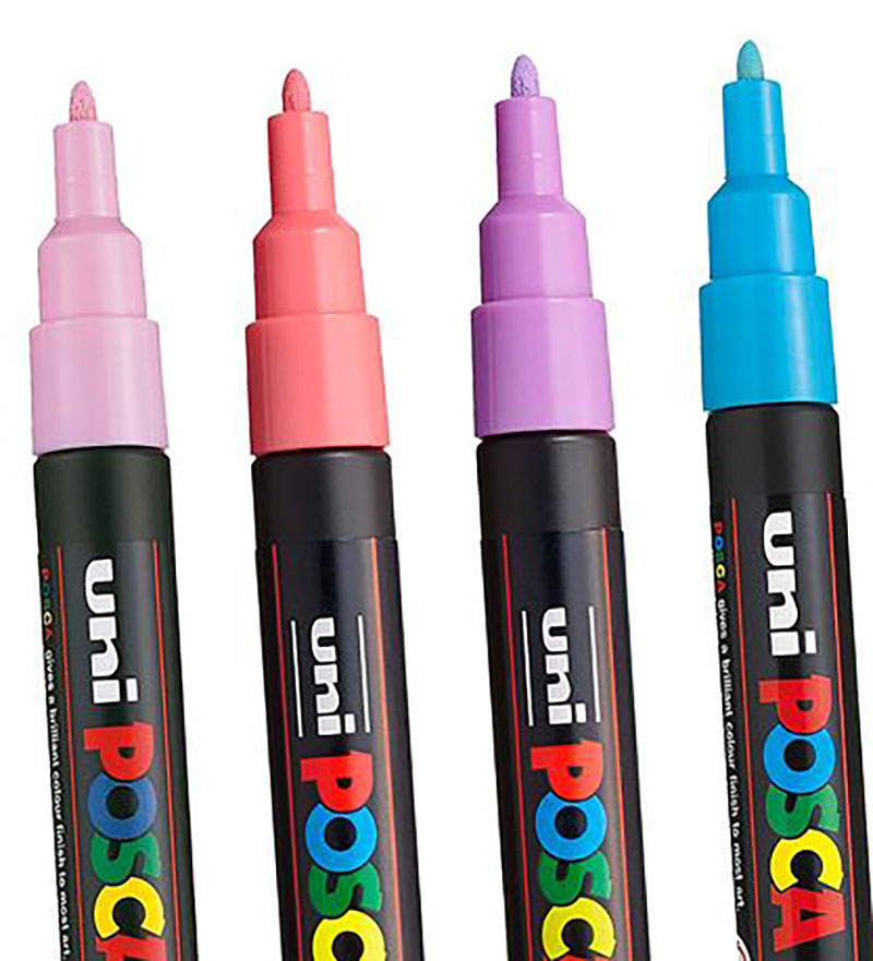 Set Uni-Posca Paint Marker - Soft Colors, Set of 8, Fine, Bullet Tip, 0.9 mm-1.3 mm - Image 4