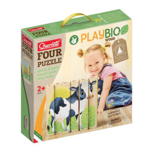 Four Puzzle Wood Farm Animals Play Bio Quercetti