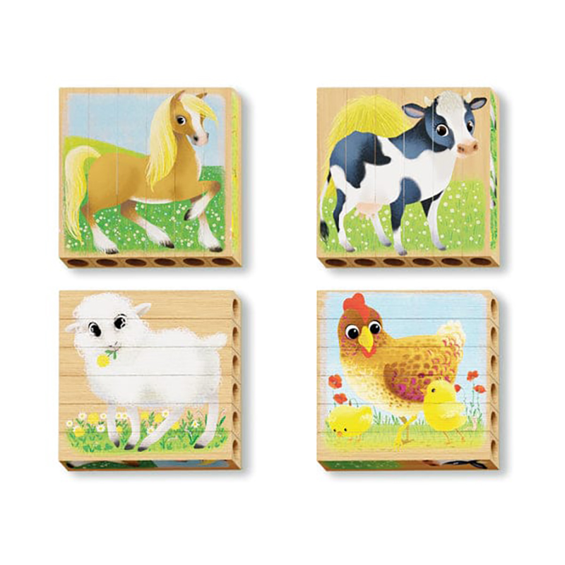 Four Puzzle Wood Farm Animals Play Bio Quercetti - Image 3