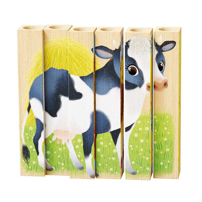 Four Puzzle Wood Farm Animals Play Bio Quercetti - Image 7