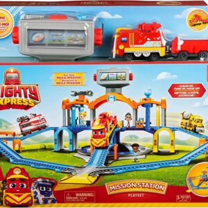 Mighty Express, Mission Station Playset with Exclusive Freight Nate Toy Train, Lights and Sounds