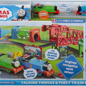 Thomas & Friends Talking Thomas & Percy Train Set, Motorized Train and Track Set for Preschool Kids Ages 3 Years and Older